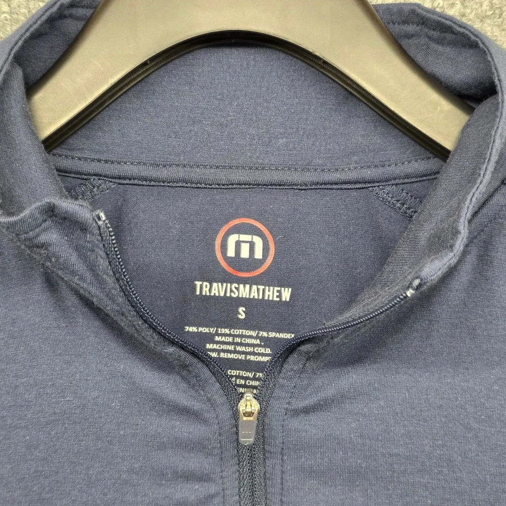 Travis Mathew Mens Pullover Quarter Zip Long Sleeve Golf‎ Shirt Navy Blue Size S